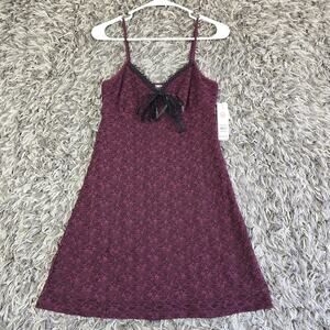 No Boundaries Dress Womens Small Dark Cherry Triangle Mini Lace Slip Nightgown